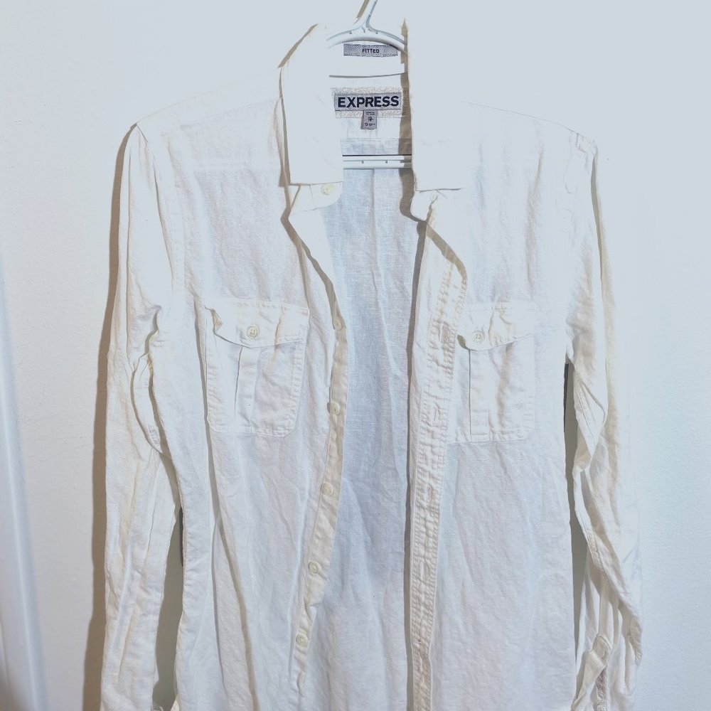 Express Linen Casual Button Down Shirt